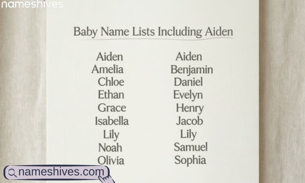 Baby Name Lists Including Aiden  (1)