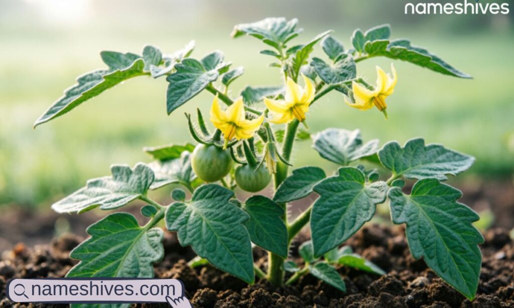 Tomato Plant Leaves and Flowers