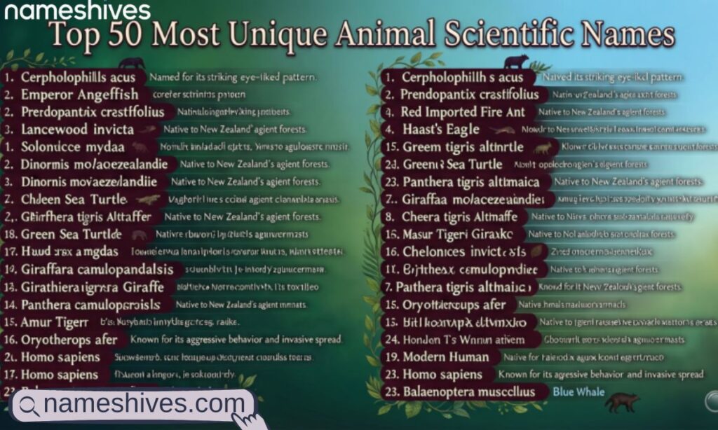 Top 50 Most Unique Animal Scientific Names